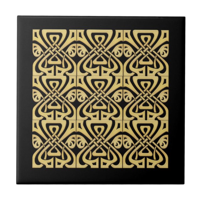 Art Deco Patterned Ceramic Tile. Tile (Front)