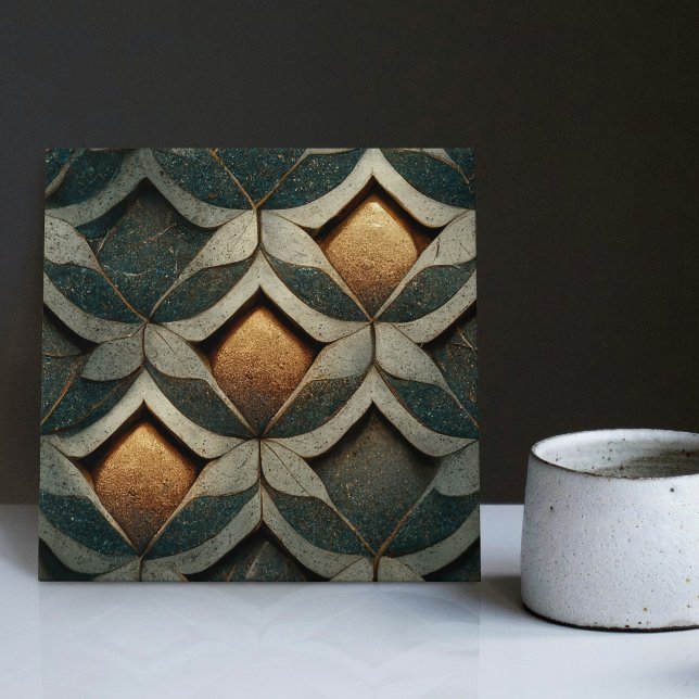 Art Deco Patterned Dice Three Decor Art Nouveau Ce Ceramic Tile (Creator Uploaded)