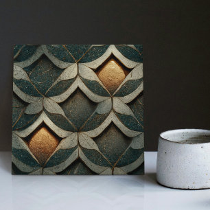 Art Deco Patterned Dice Two Blue Decor Art Nouveau Ceramic Tile