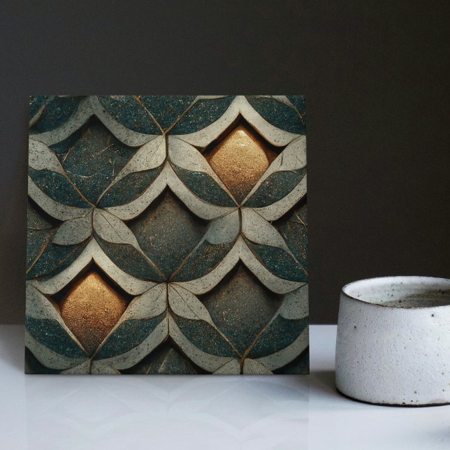 Art Deco Patterned Dice Two Blue Decor Art Nouveau Ceramic Tile (Creator Uploaded)