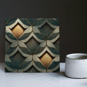 Art Deco Patterned Dice Two Blue Decor Art Nouveau Ceramic Tile