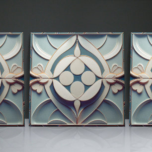 Art Deco Patterned Wall Decor Art Nouveau Ceramic  Tile