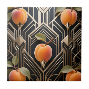 Art Deco Peach Pattern Ceramic Tile
