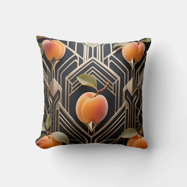 Art Deco Peach Pattern Cushion (Front)