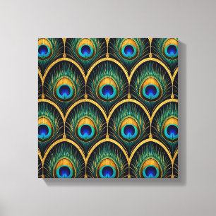 Art Deco Peacock Feather Geometric Artwork Canvas Print