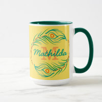 Art Deco Peacock Feather Monogram Stencil