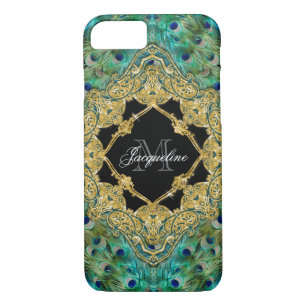 Art Deco Peacock Gold Glitter Old Hollywood Gatsby iPhone 8/7 Case