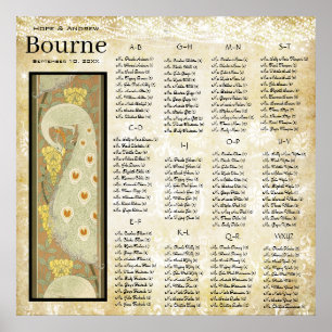 ART DECO Peacock Wedding Seating Chart