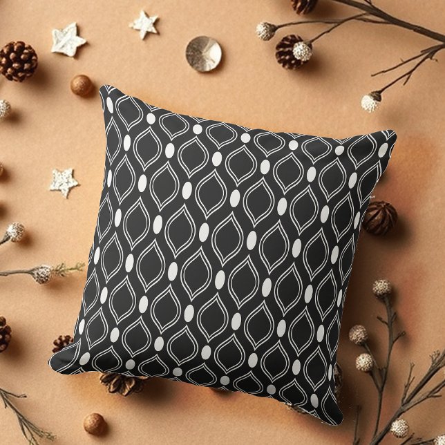 Art Deco Pearls Black And White Pattern Cushion (Creator Uploaded)