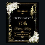 Art Deco Pearls White Flowers Gatsby 20s Welcome Poster<br><div class="desc">Personalise this vintage art deco floral Great Gatsby roaring 20s theme welcome sign easily and quickly, simply press the Edit Using Design Tool button to further re-arrange and format the style and placement of the text. Featuring a chic art deco frame, ivory white orchid and lily floral, sparkling pearls and...</div>