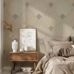 Art Deco Peel & Stick Beige & Cream Geometric<br><div class="desc">Revamp your living space with this stylish Art Deco Peel & Stick wallpaper, featuring an elegant geometric design. The pattern showcases a sophisticated palette of beige, taupe, cream, and soft grey, forming striking fan and diamond shapes that epitomise the classic Art Deco style. Perfect for creating a feature wall or...</div>