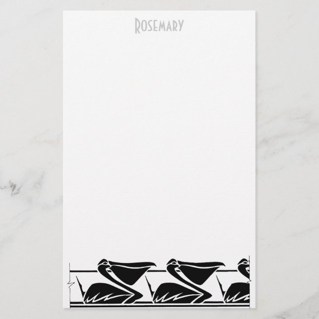 Art Deco Pelican stationery personalised (Front)