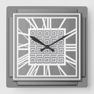 Art Deco, pewter grey Square Wall Clock