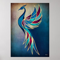 Art Deco Phoenix Abstract Geometric Bird Wall Art