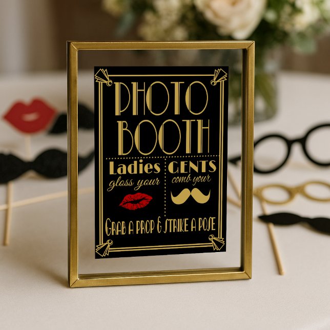 Art Deco PHOTO BOOTH wedding sign black and gold (Creator Uploaded)