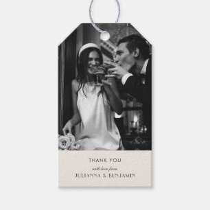 Art Deco Photo Thank You Ivory Black Wedding Gift Tags