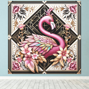Art Deco Pink Flamingo Canvas Print
