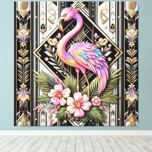 Art Deco Pink Flamingo Canvas Print