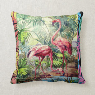 Art Deco Pink Flamingos Cushion