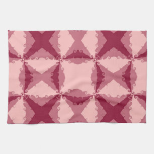 Art Deco Pink Floral Swirl Retro Abstract Tea Towel