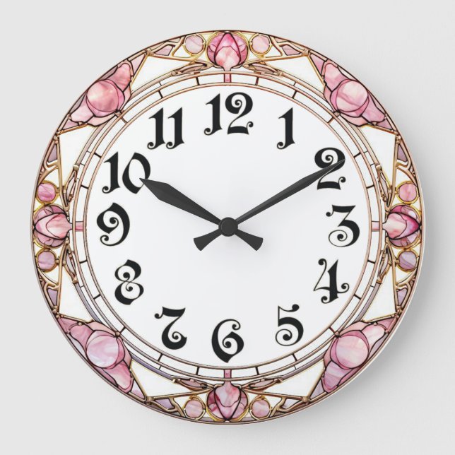 Art Deco Pink Large Clock (Front)