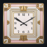 Art Deco Pink Square Wall Clock<br><div class="desc">Great clock design. You will love it like others. Be free to use this design for other product you like or to customise and add your text. Follow me for more. Thank you. Have a nice day.</div>