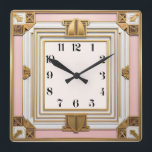 Art Deco Pink Square Wall Clock<br><div class="desc">Great clock design. You will love it like others. Be free to use this design for other product you like or to customise and add your text. Follow me for more. Thank you. Have a nice day.</div>