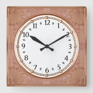 Art Deco Pink Square Wall Clock