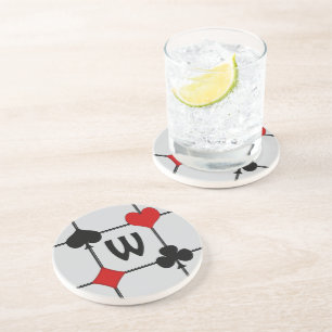 Art Deco Playing Card Suits v2 Monogrammed Coaster