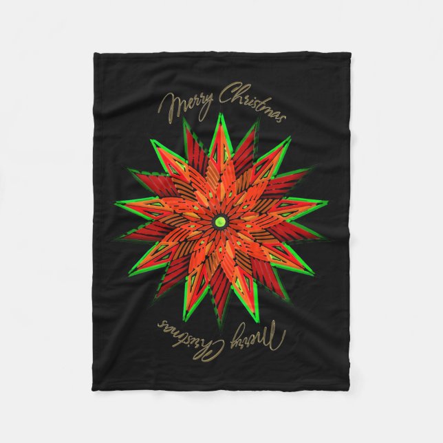 Art Deco Poinsettia WOW Fleece Blanket (Front)
