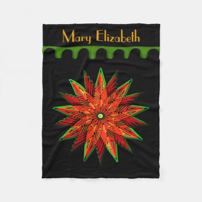 Art Deco Poinsettia WOW (Personalised) Fleece Blanket (Front)