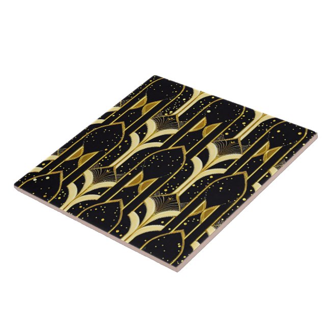 Art Deco Popular Black Gold Collection Ceramic Tile (Side)