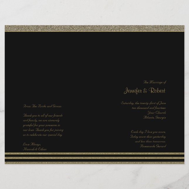 Art Deco Posh Wedding Program (Front)