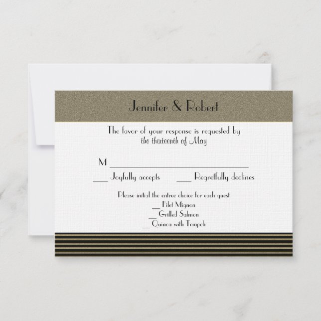 Art Deco Posh Wedding Response Card (Front)