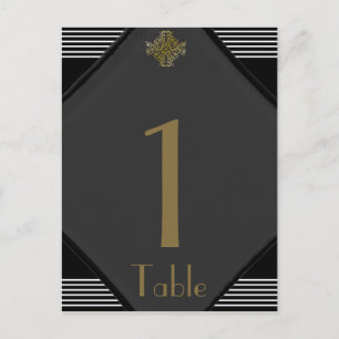 Art Deco Posh Wedding Table Number Postcard