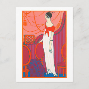 Art Deco postcard 7 in red colour