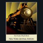 Art Deco Poster Train New York Central Station<br><div class="desc">You choose to have this art deco post framed or not.</div>
