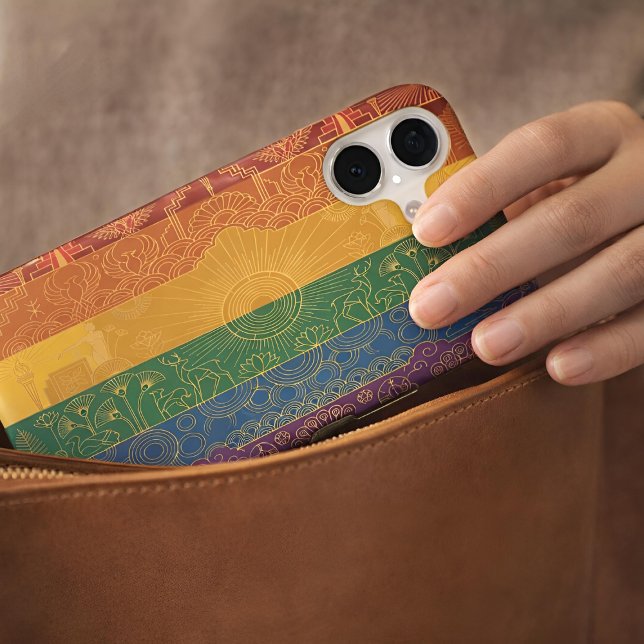 Art Deco Pride Flag | Rainbow I 1920s iPhone Case (Lifestyle Shot)