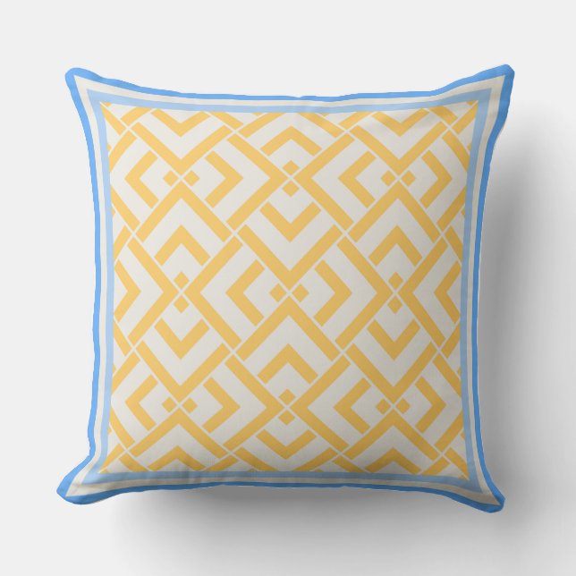 Art deco print in vibrant colours yellow cushion (Front)