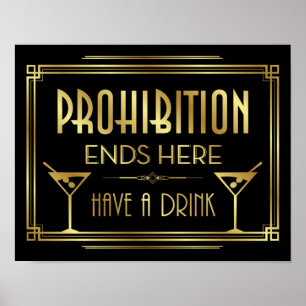 Art Deco PROHIBITION ENDS HERE Sign Print