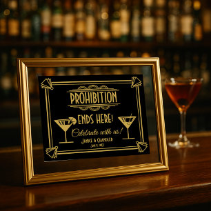 Art Deco Prohibition Wedding Bar Sign: Poster