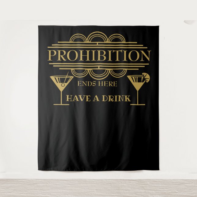 Art deco PROHIBITION wedding photo booth back drop Tapestry (Front)