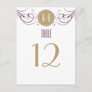 Art Deco purple and taupe Table Number Postcard