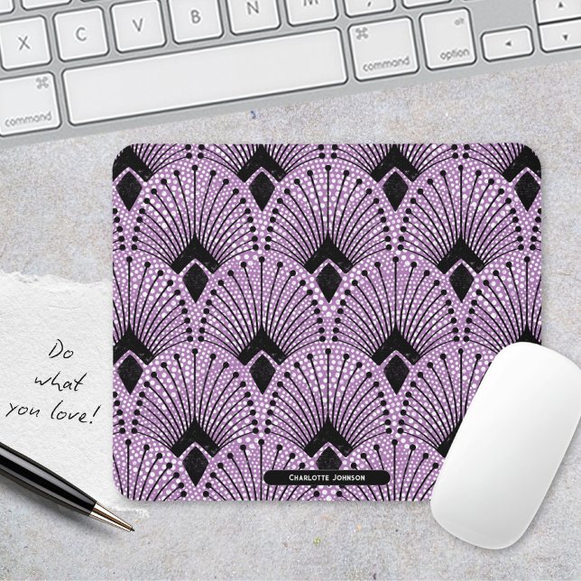 Art Deco Purple Classic Retro Peacock Pattern Mouse Pad (Elegant Art Deco Purple Peacock Pattern Mouse Pad ©Susanne Sachers - Sunny Mind 🌞)