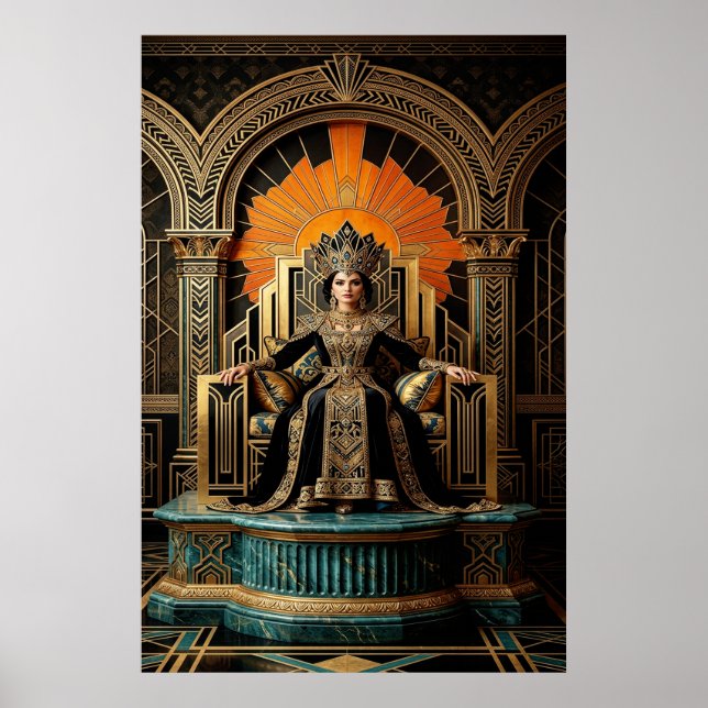 Art Deco Queen Throne Gilded Palace Gold Poster (Front)