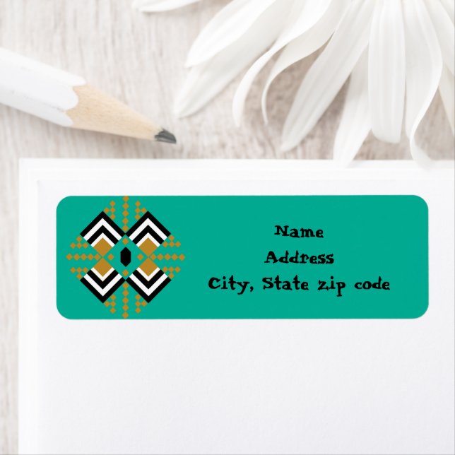 Art Deco Quilt Inspired Return Address Label (Insitu)