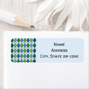 Art Deco Rain Argyle Return Address Label