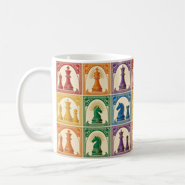 Art Deco Rainbow Chess Mug (Left)