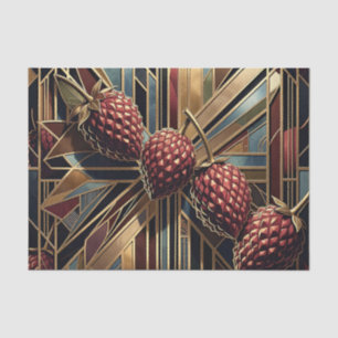 Art Deco Raspberry Geometric Gold Tissue Paper