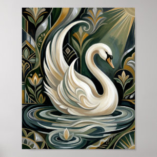 Art Deco Raven Wall Art Poster Luxury Gothic Bird 